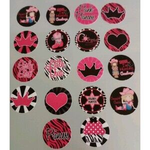 1" Card Stock Craft Circles Cowgirl Diva Theme Bottle Caps 18 Count New #1